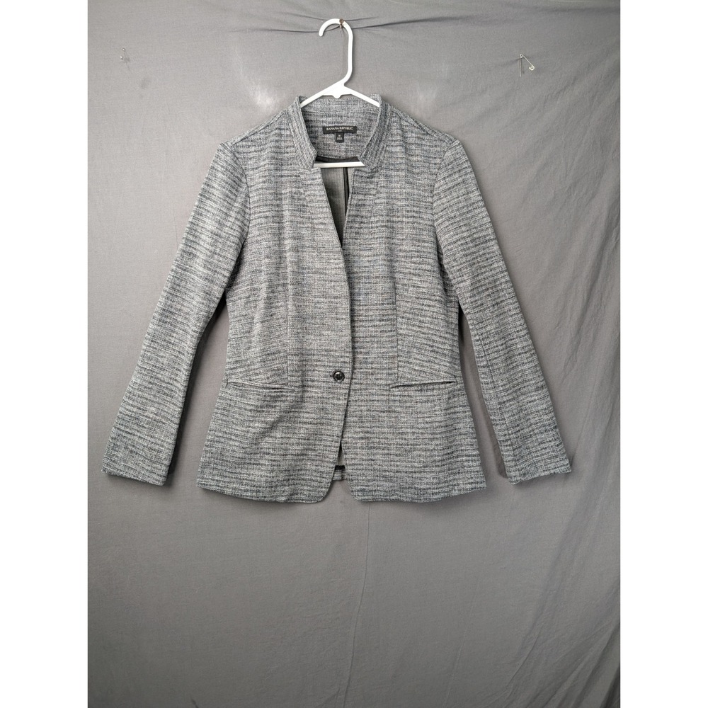 Banana Republic Womens Gray Textured Knit‎ Single Button Blazer Jacket Size M